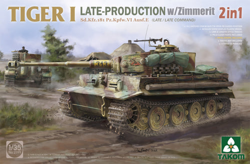 1/35 Tiger I Late-Production w/Zimmerit Sd.Kfz.181 Pz.Kpfw.VI Ausf.E (Late/Late Command) 2 in 1 - Hobby Sense
