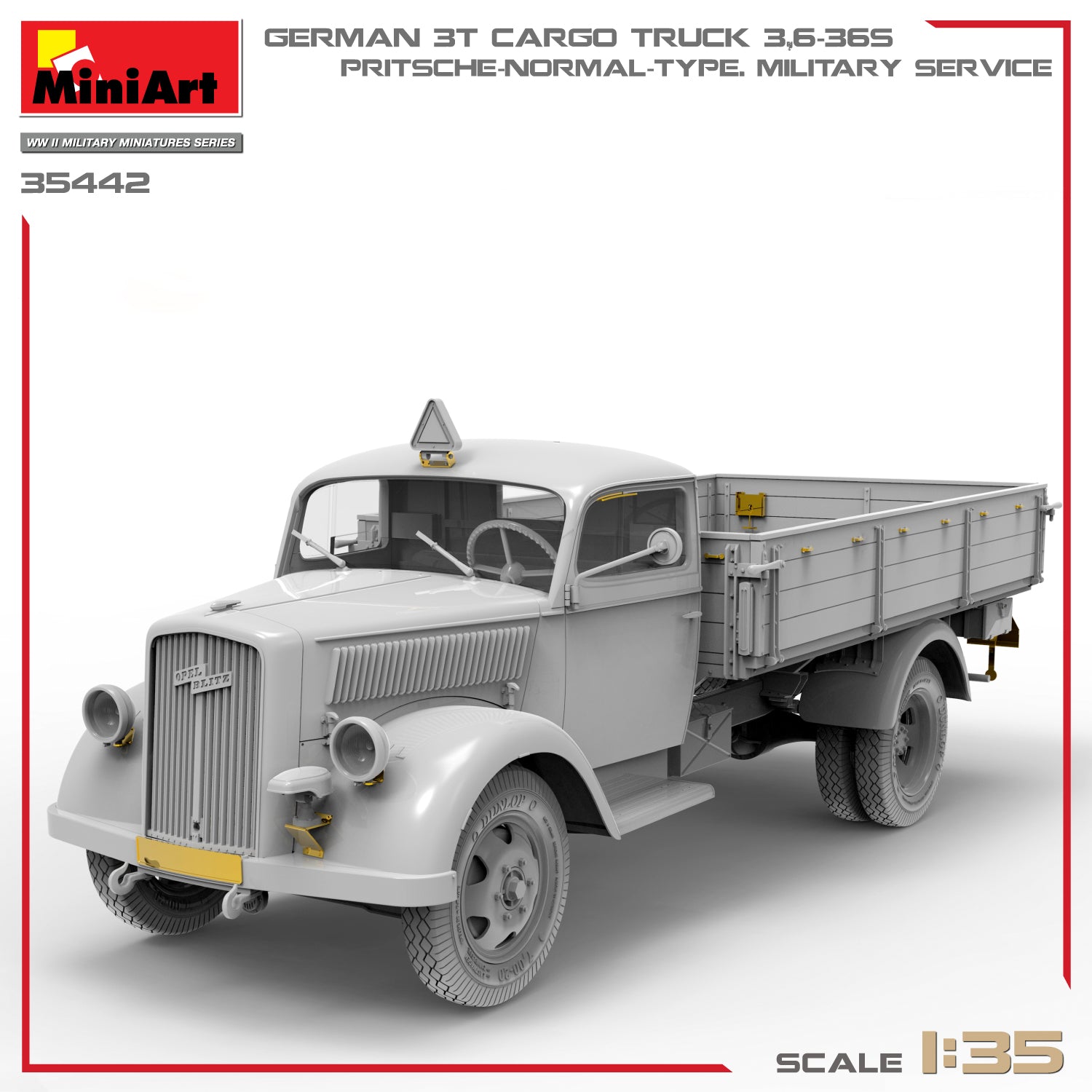 1/35 German 3T Cargo Truck 3,6-36S. Pritsche-Normal-Type. Military Service - Hobby Sense