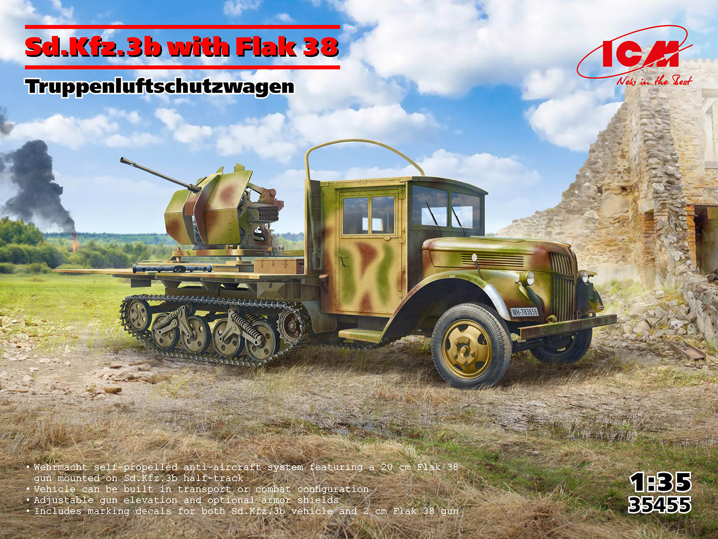 1/35 Sd.Kfz.3b with Flak 38 AA Gun - Hobby Sense
