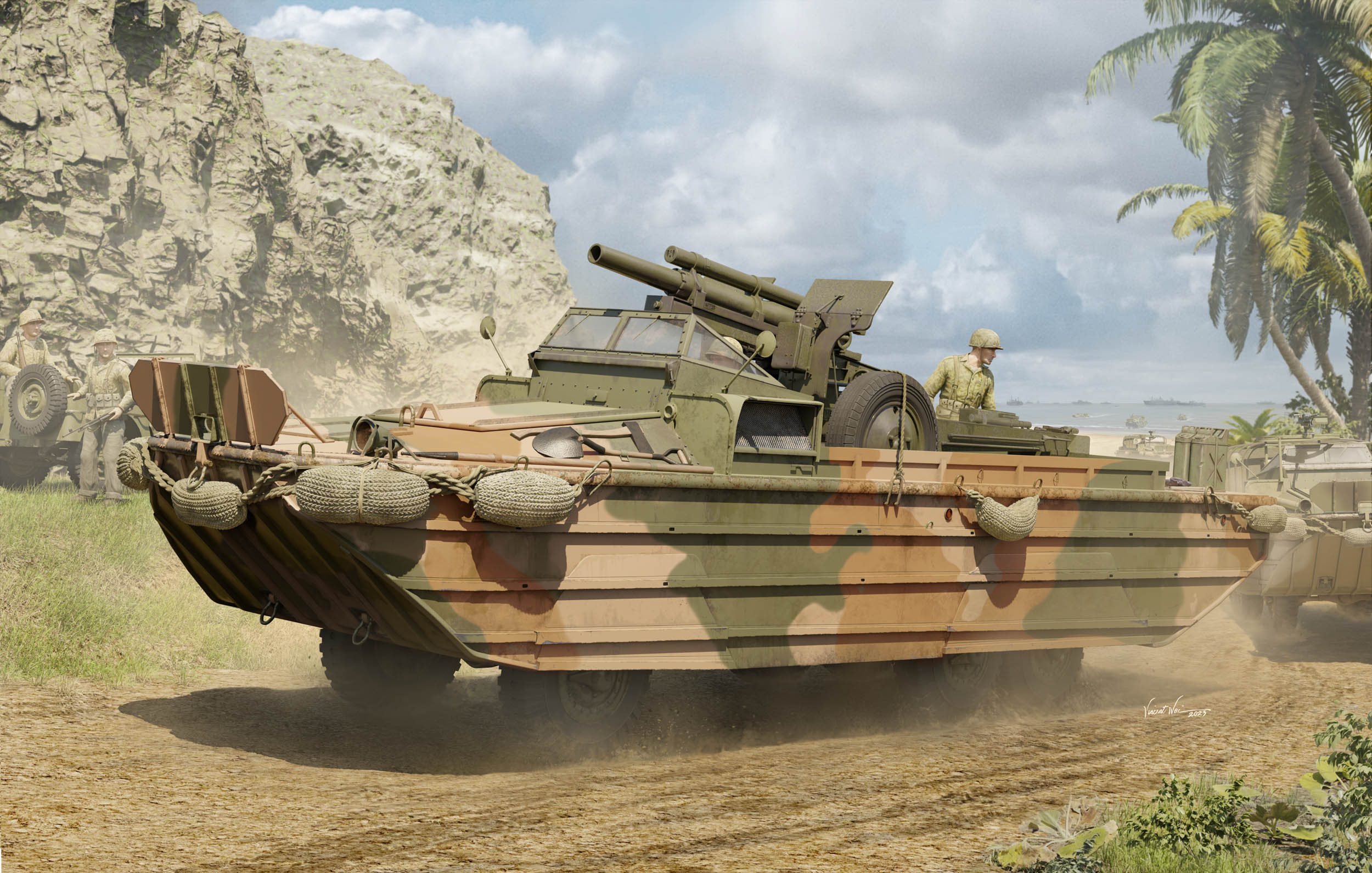1/35 GMC DUKW-353 with 105mm Howitzer - Hobby Sense