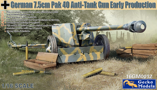 1/16 German 7.5cm Pak 40 Anti-Tank Gun Early Production - Hobby Sense