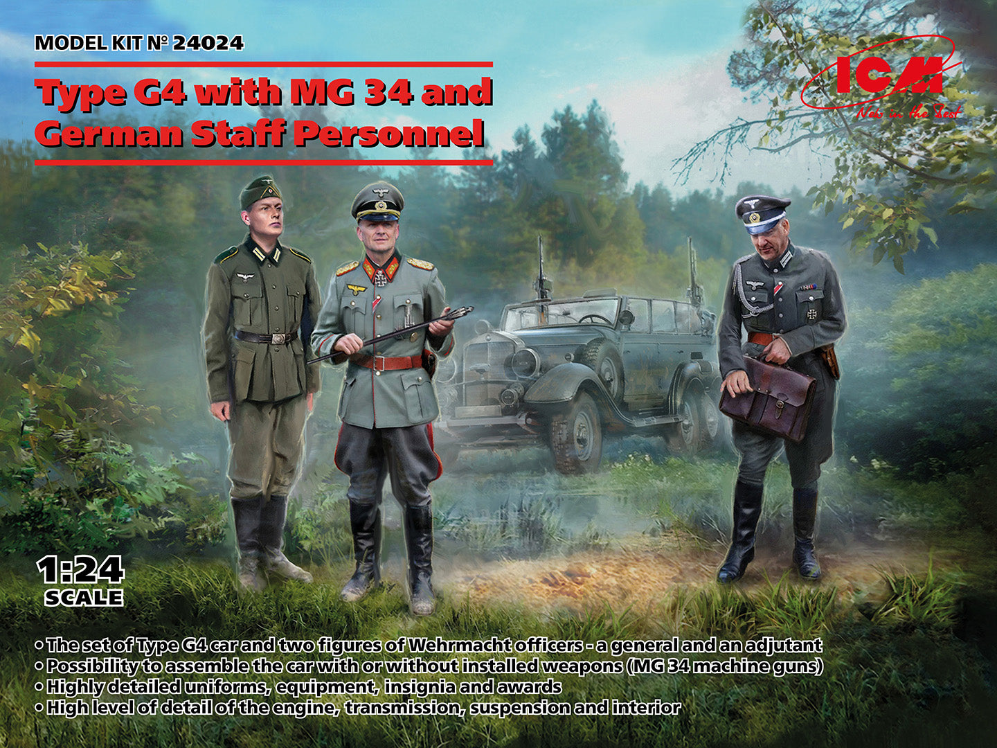 1/24 Type G4 with MG 34 and German Staff Personnel - Hobby Sense