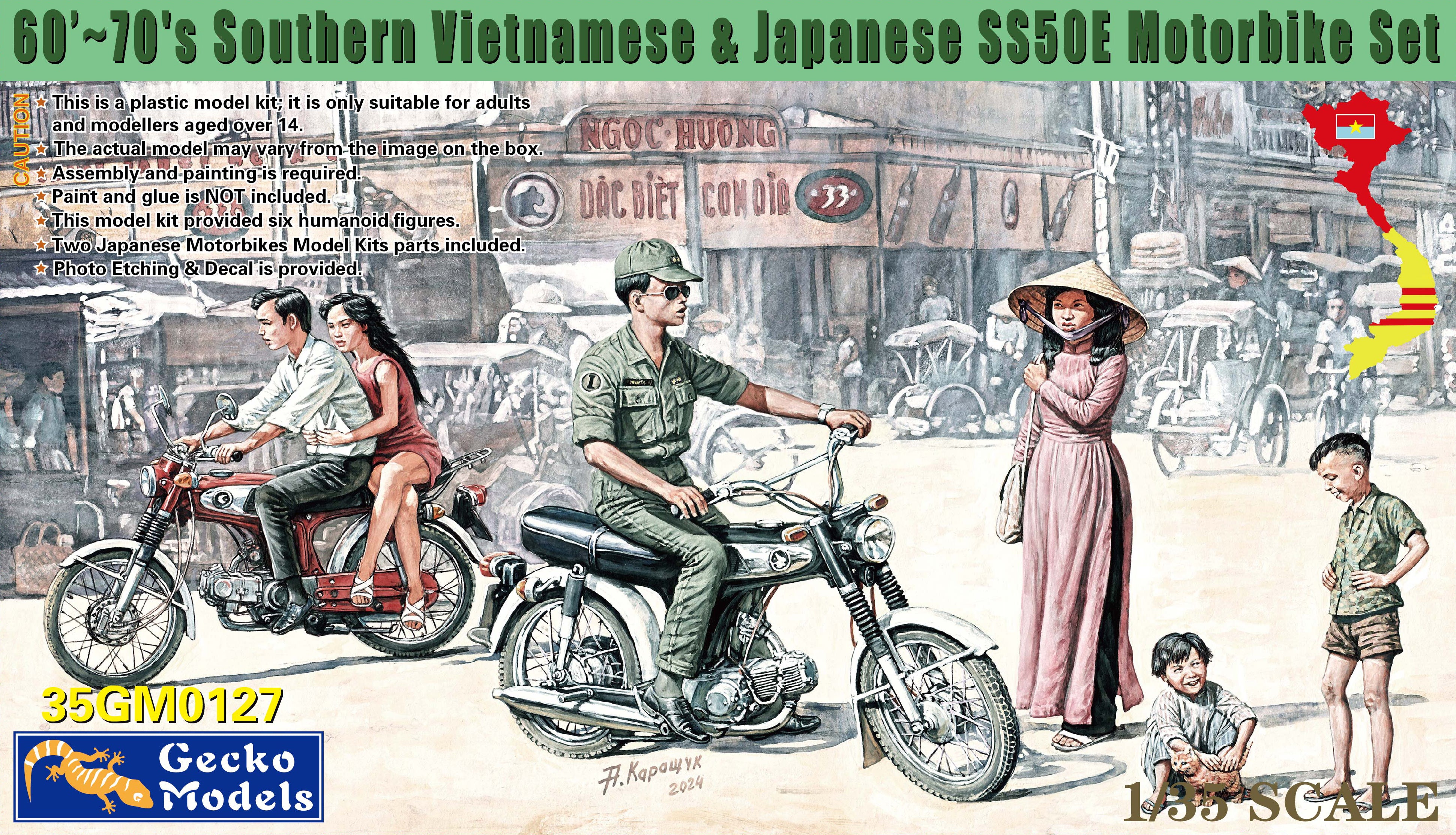 1/35 60-70s Southern Vietnamese & Japanese Motorbike Set - Hobby Sense