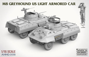 1/16 M8 Greyhound US Light Armored Car (incl. metal barrel and a figure) - Hobby Sense