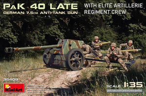 1/35 German 7.5cm Anti-Tank Gun PaK 40 Late w/Elite Artillerie Regiment Crew - Hobby Sense
