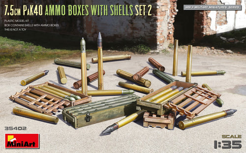 1/35 7.5cm PaK40 Ammo Boxes w/Shells Set 2 - Hobby Sense
