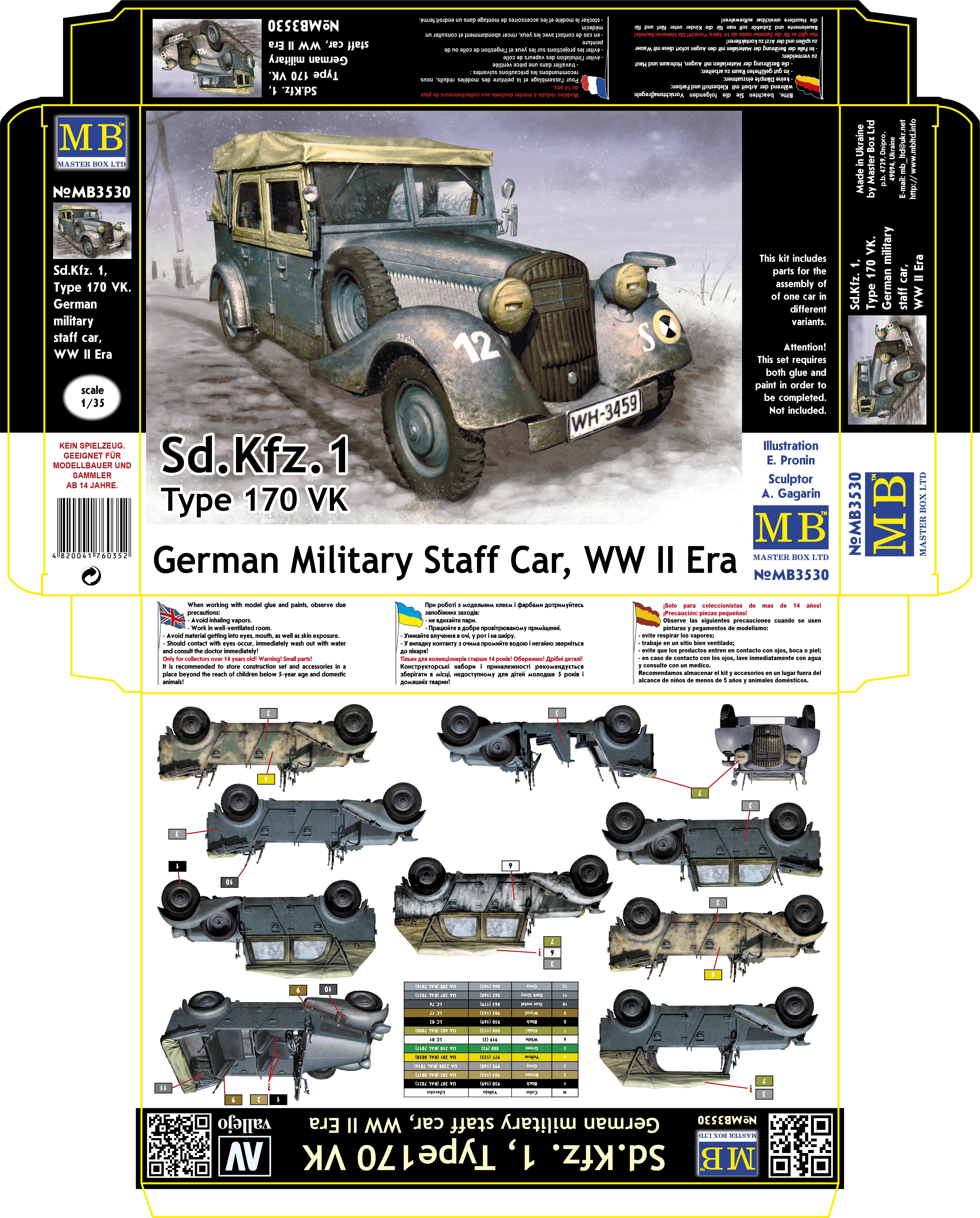 1/35 Sd. Kfz. 1 Type 170 VK, German Military Staff Car, WW II era - Hobby Sense