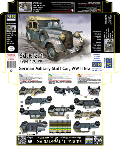 1/35 Sd. Kfz. 1 Type 170 VK, German Military Staff Car, WW II era - Hobby Sense