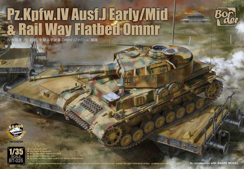 1/35 Pz.Kpfw. IV Ausf. J Early/Mid & Railway Flatbed Ommr - Hobby Sense