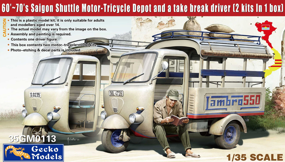 1/35 60-70's Saigon Shuttle Motor-Tricycle Depot and a "take break driver" - Hobby Sense