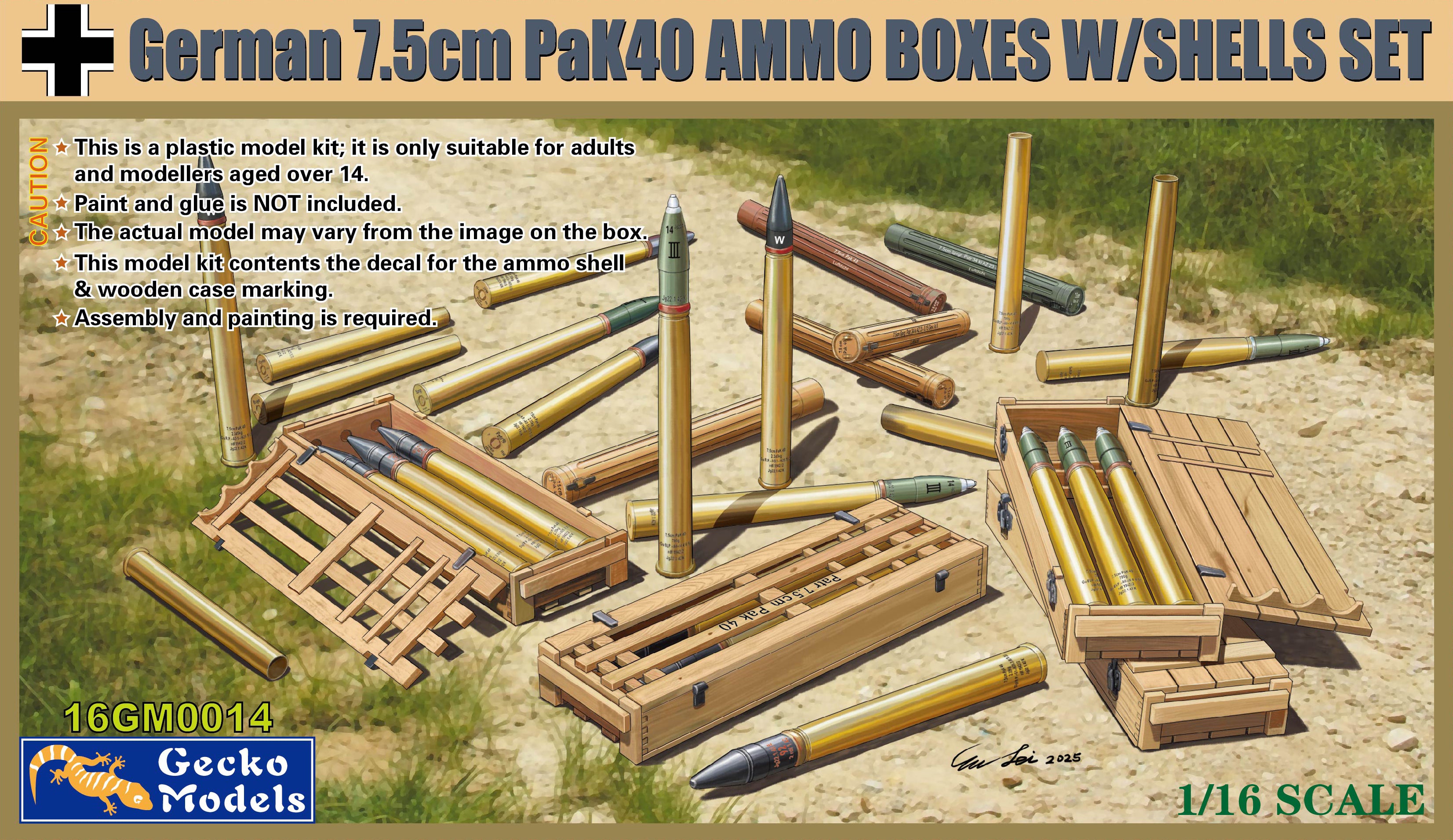 1/16 German 7,5cm PAK 40 Ammo Boxes w/Shells Set - Hobby Sense