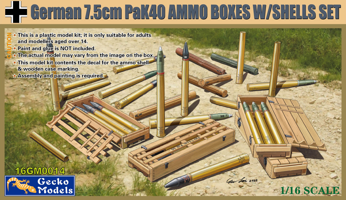 1/16 German 7,5cm PAK 40 Ammo Boxes w/Shells Set - Hobby Sense
