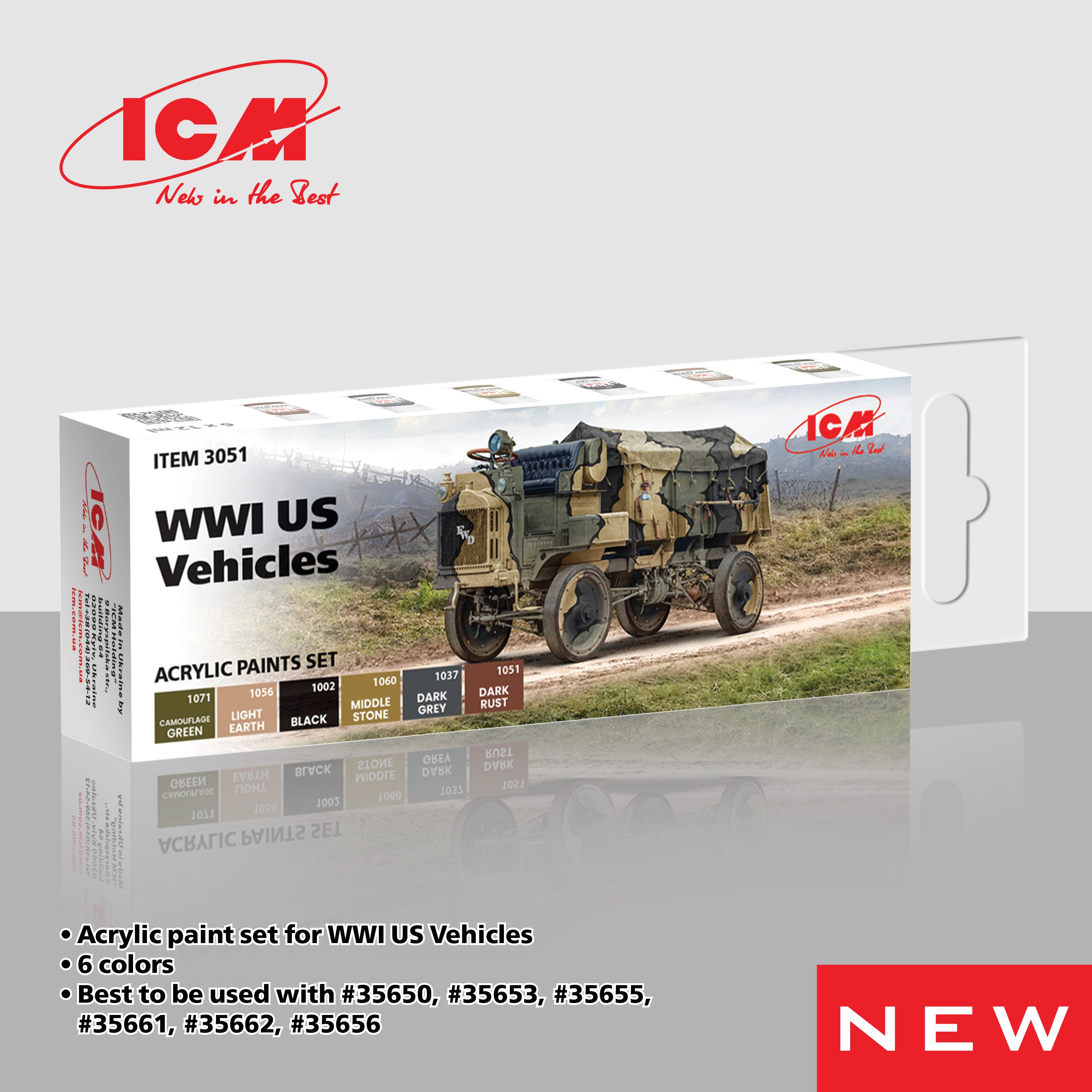 Paint Set for WWI US Military Vehicles - Hobby Sense