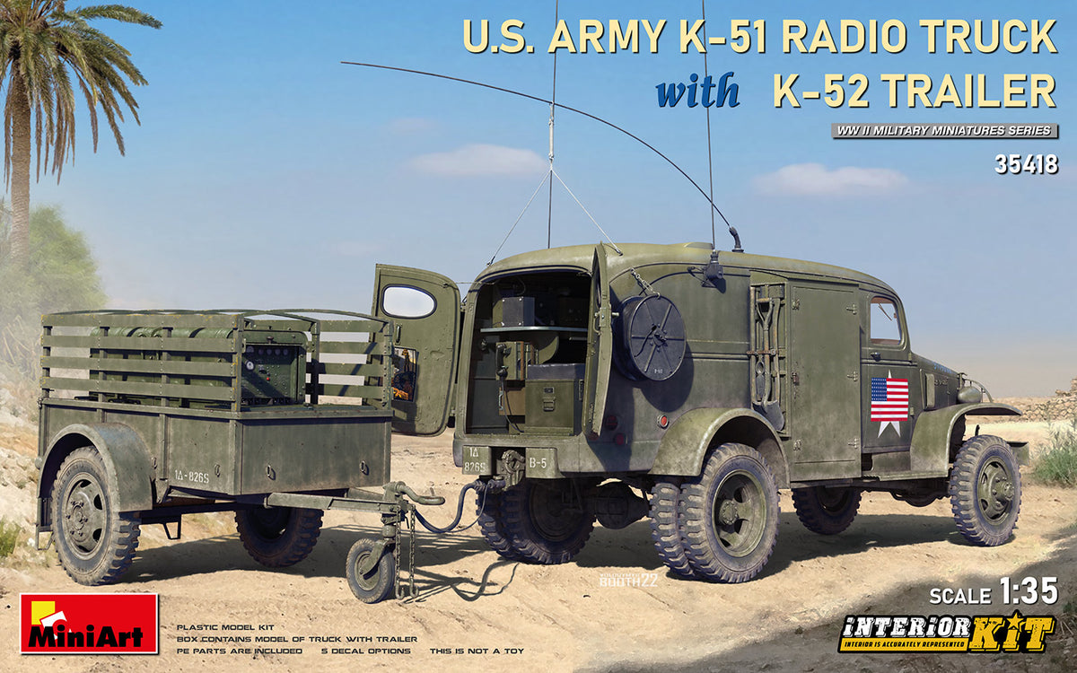 1/35 US Army K51 Radio Truck with K-52 Trailer. Interior Kit - Hobby Sense