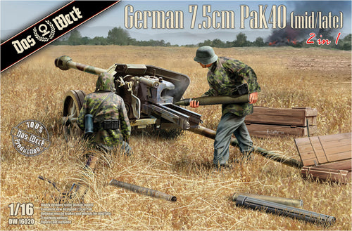 1/16 German 7.5cm PaK40 (mid/late) (2 in 1) - Hobby Sense