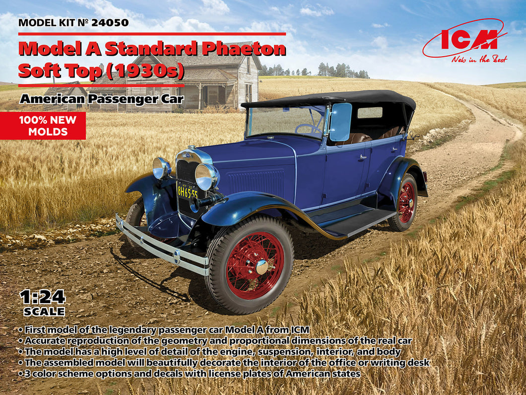 1/24 Model A Standard Phaeton Soft Top (1930s), American Passenger Car - Hobby Sense