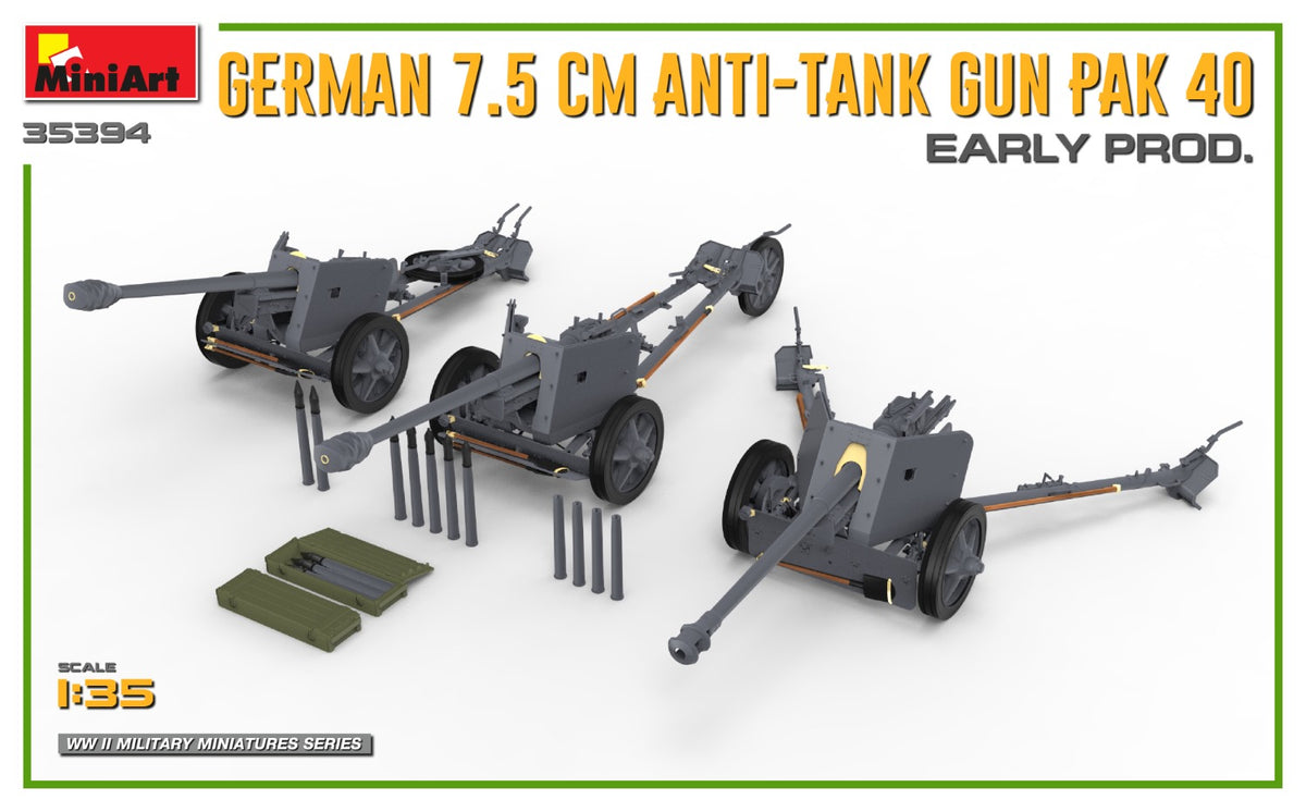 1/35 German 7.5cm Anti-Tank Gun PaK 40. Early Prod. - Hobby Sense