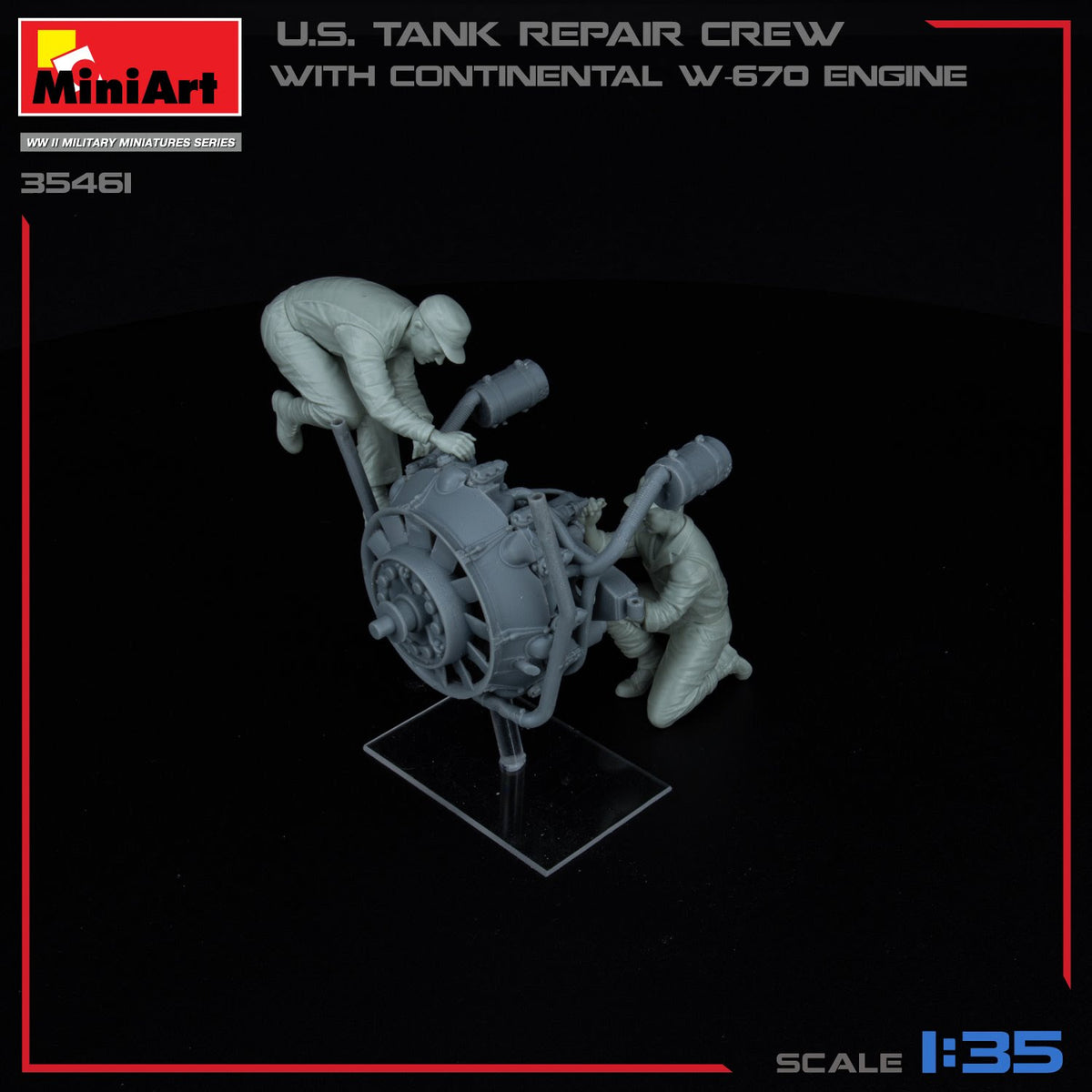 1/35 US Tank Repair Crew with Continental w-670 Engine - Hobby Sense