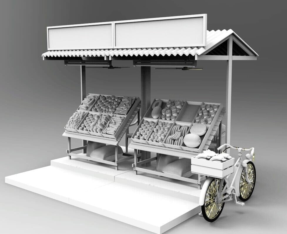 1/35 60-70s Saigon Fruit & Vegetable Market Stall - Hobby Sense