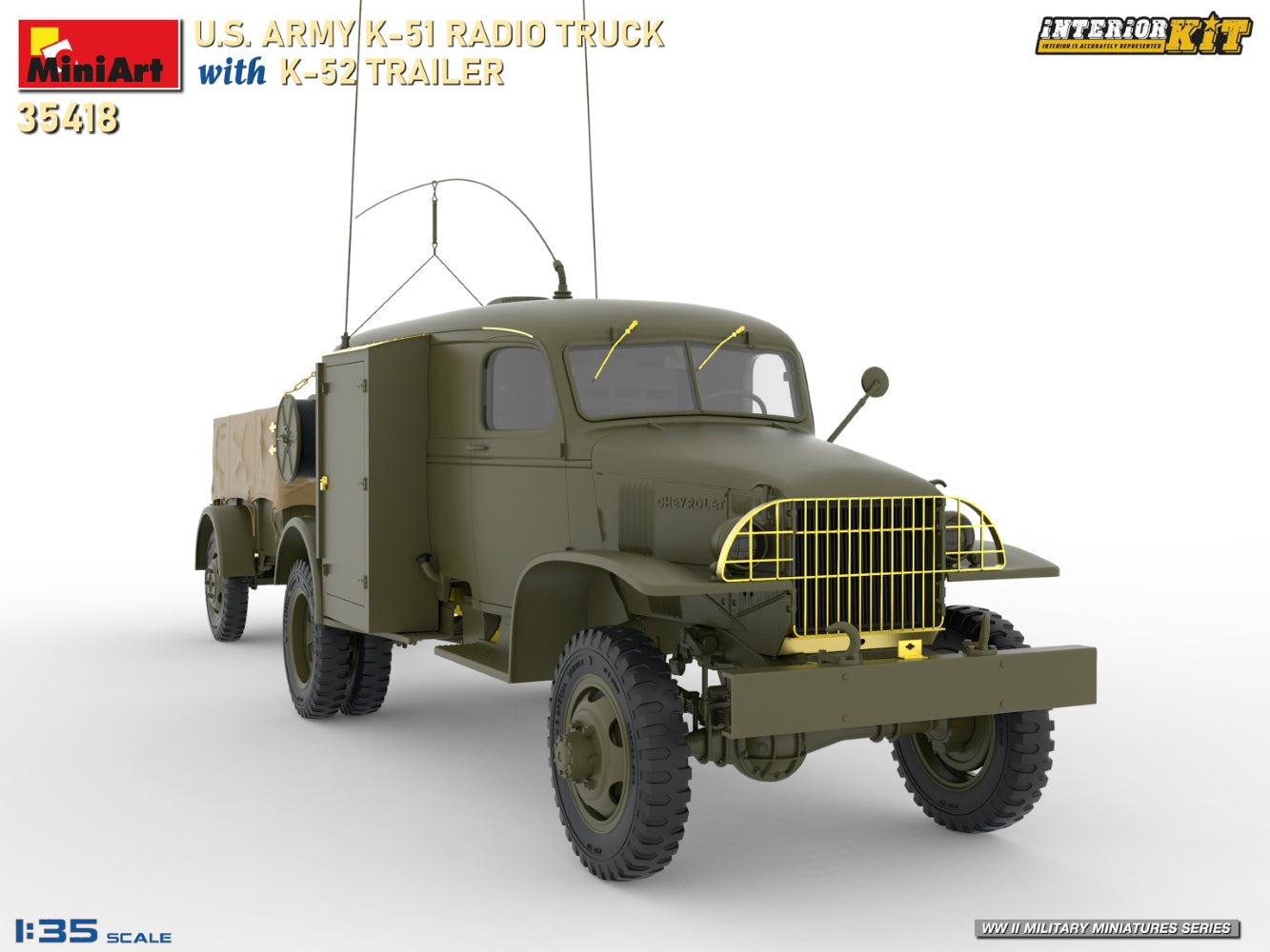 1/35 US Army K51 Radio Truck with K-52 Trailer. Interior Kit - Hobby Sense