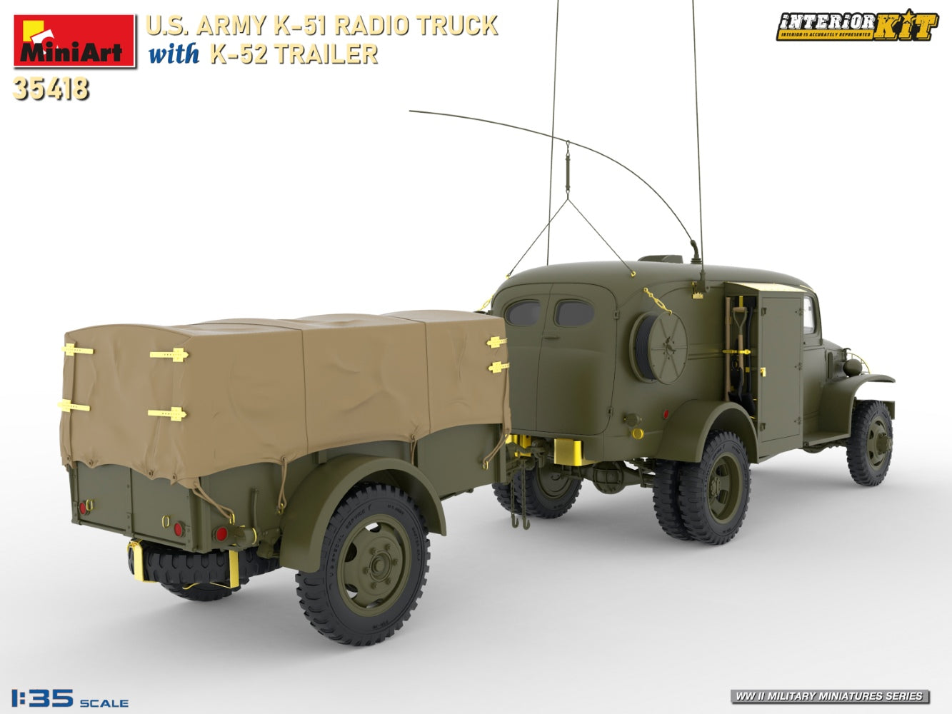 1/35 US Army K51 Radio Truck with K-52 Trailer. Interior Kit - Hobby Sense