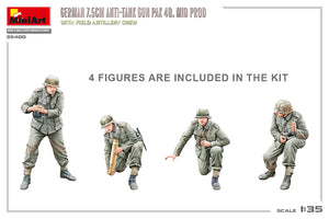 1/35 German 7.5cm Anti-Tank Gun PAK 40. Mid Prod. With Field Artillery Crew - Hobby Sense