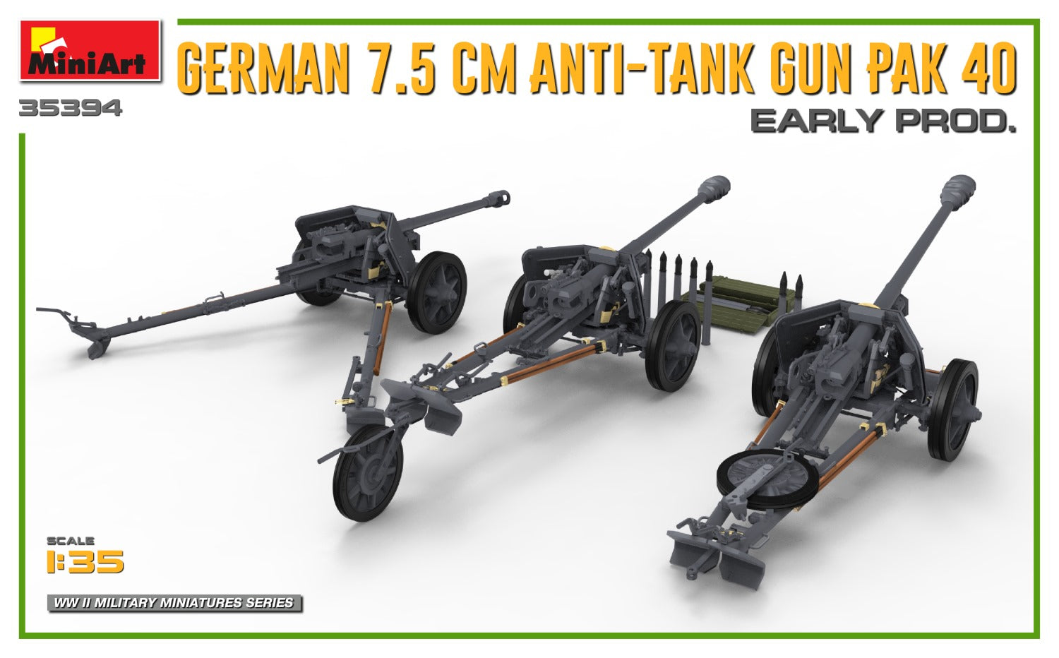 1/35 German 7.5cm Anti-Tank Gun PaK 40. Early Prod. - Hobby Sense