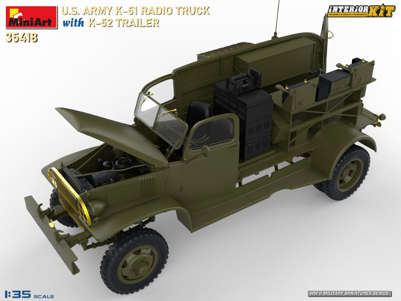 1/35 US Army K51 Radio Truck with K-52 Trailer. Interior Kit - Hobby Sense