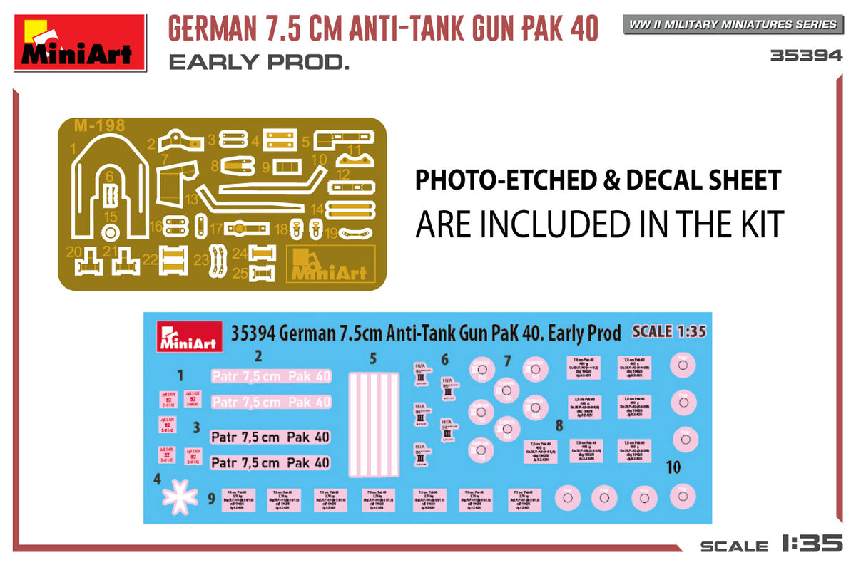 1/35 German 7.5cm Anti-Tank Gun PaK 40. Early Prod. - Hobby Sense