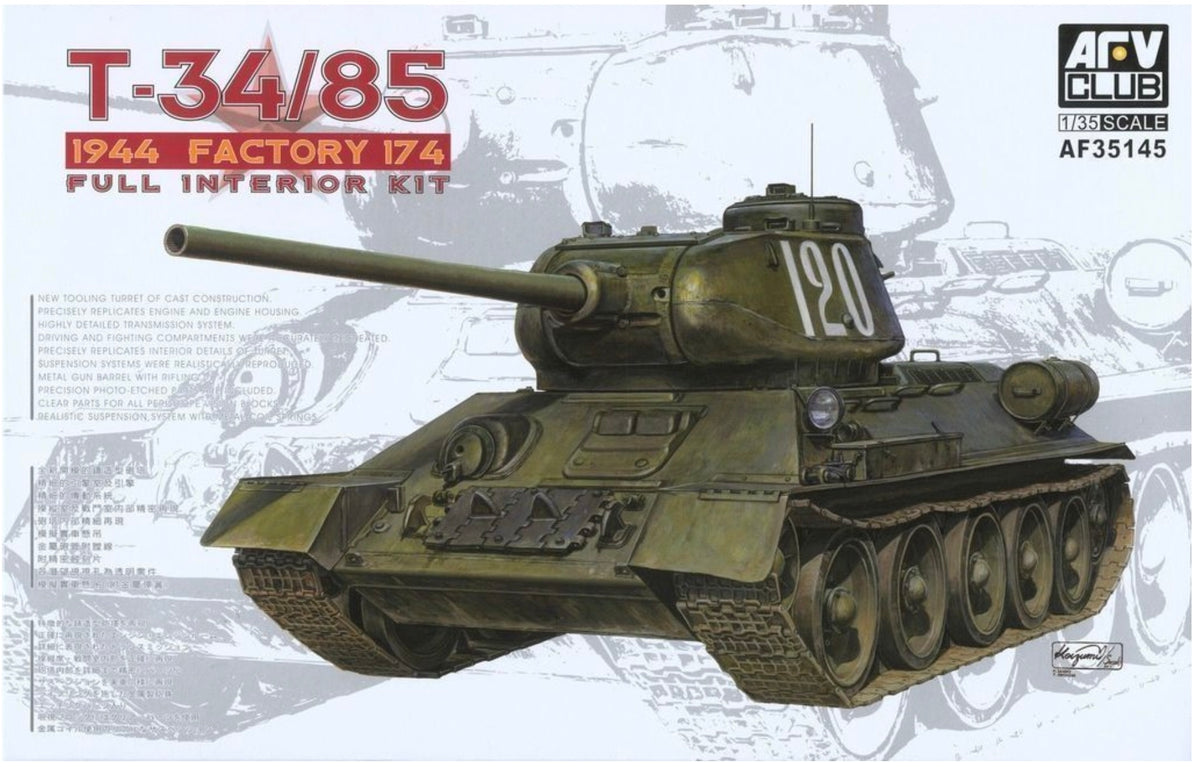 1/35 T34/85 1944 Factory 174 w/ Full Interior - Hobby Sense