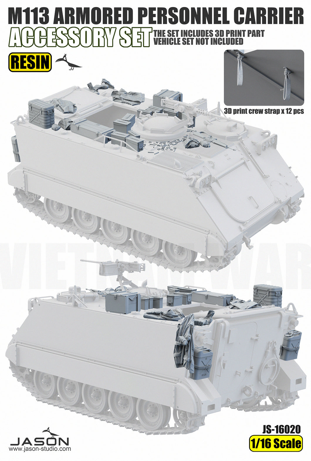 1/16 M113 Armored Personnel Carrier Accessory Set, RESIN+3D, Vehicle NOT Included - Hobby Sense