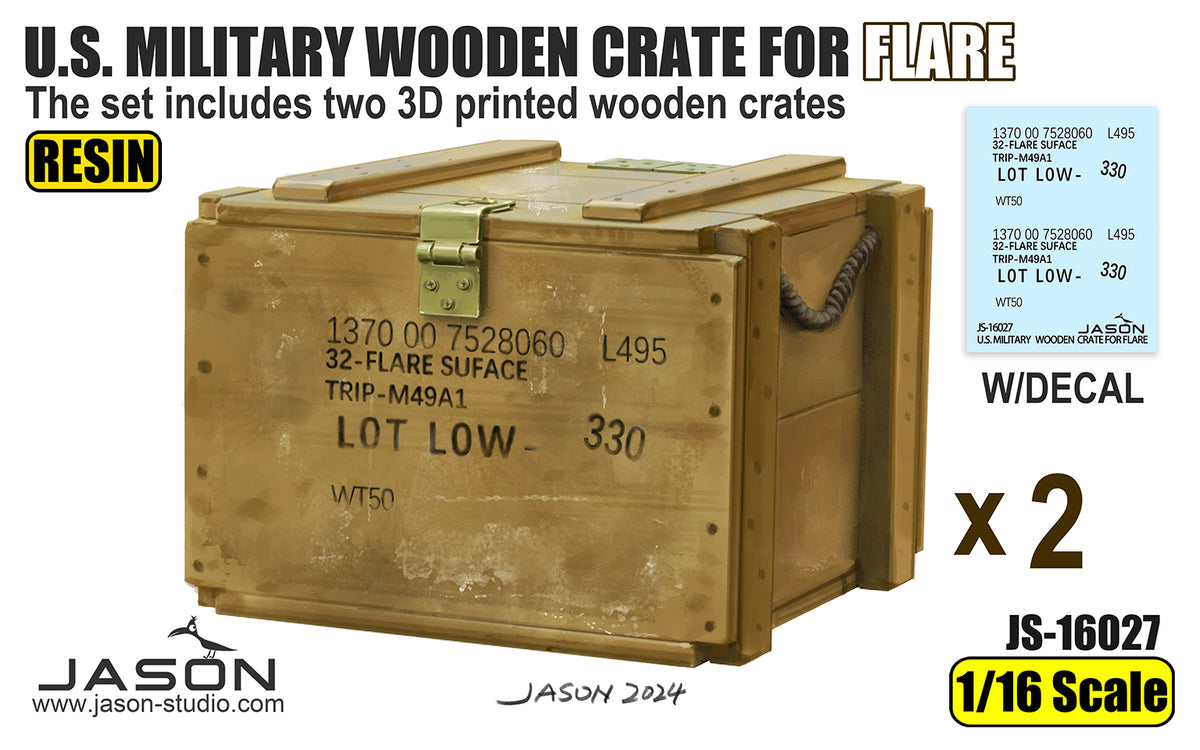 1/16 U.S. Military Wooden Crate for Flare (x2), 3D Printed - Hobby Sense