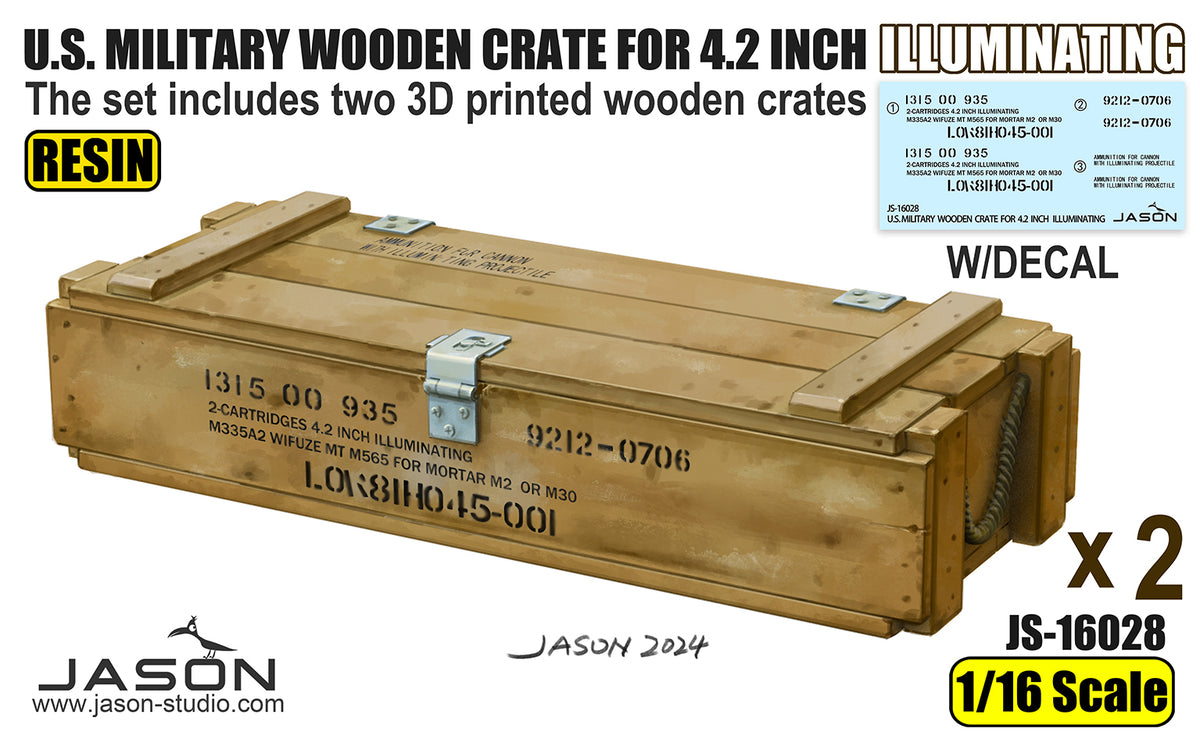 1/16 U.S. Military Wooden Crate for 4.2 inch Illuminating (x2). 3D Printed - Hobby Sense