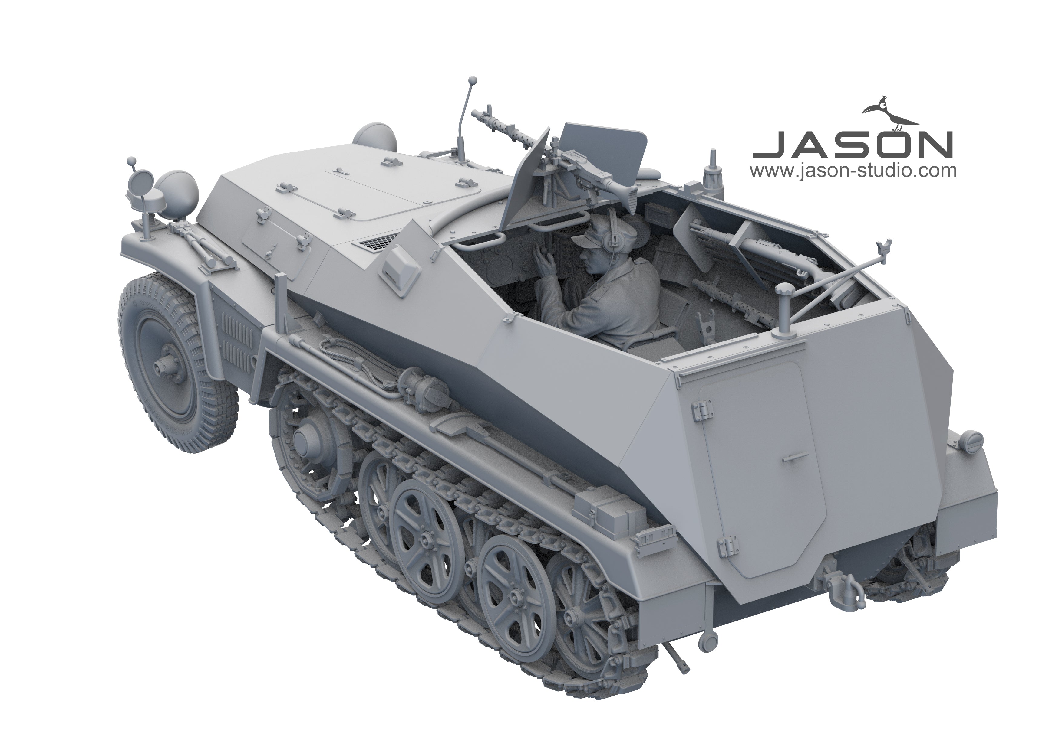 1/16 German Sd.Kfz. 250/1 Ausf.A Half Track Radio Operator, Resin - Hobby Sense