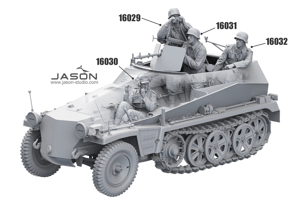 1/16 German Sd.Kfz. 250/1 Ausf.A Halftrack Crew. Resin - Hobby Sense