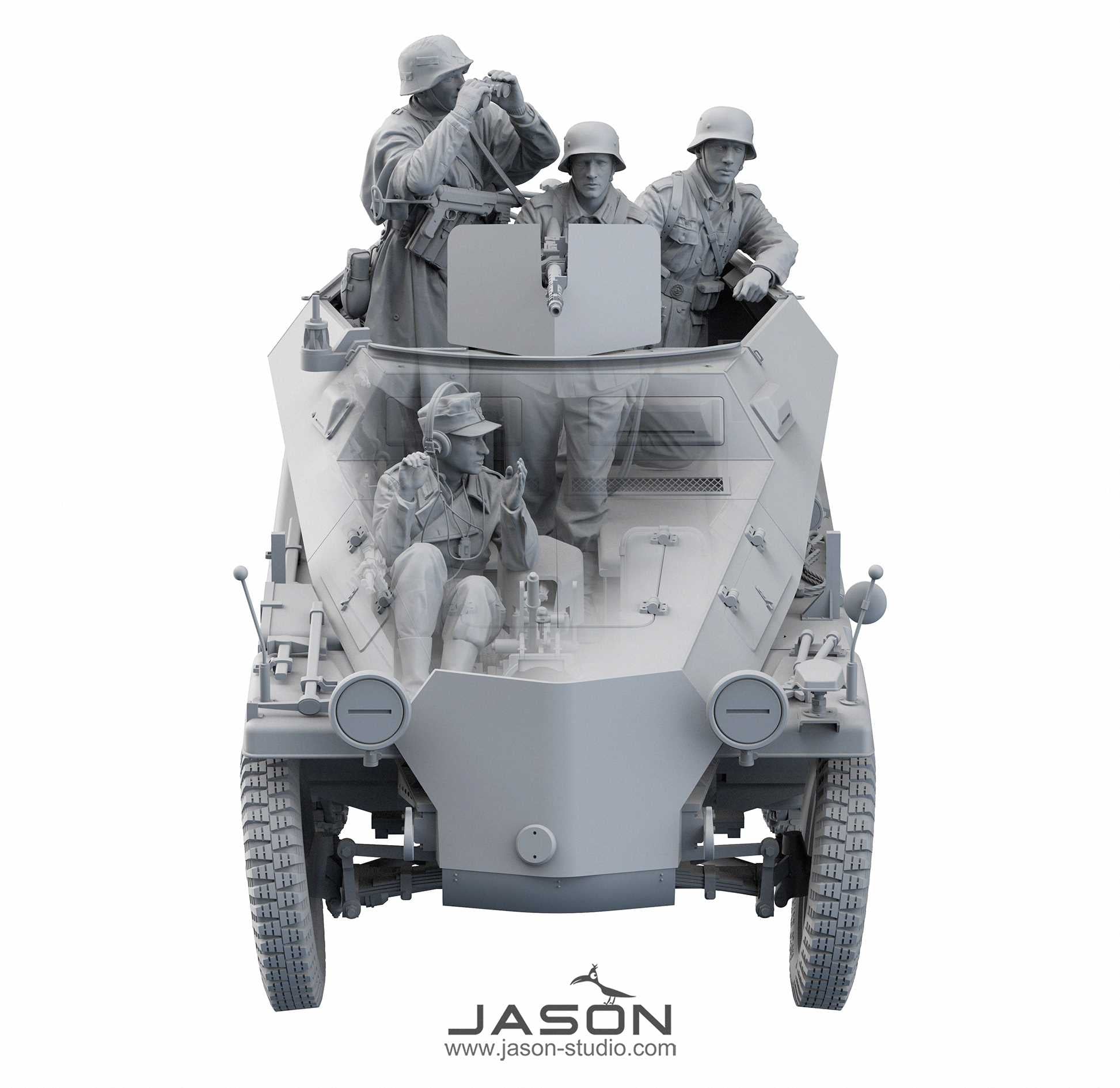 1/16 German Sd.Kfz. 250/1 Ausf.A Halftrack Crew. Resin - Hobby Sense