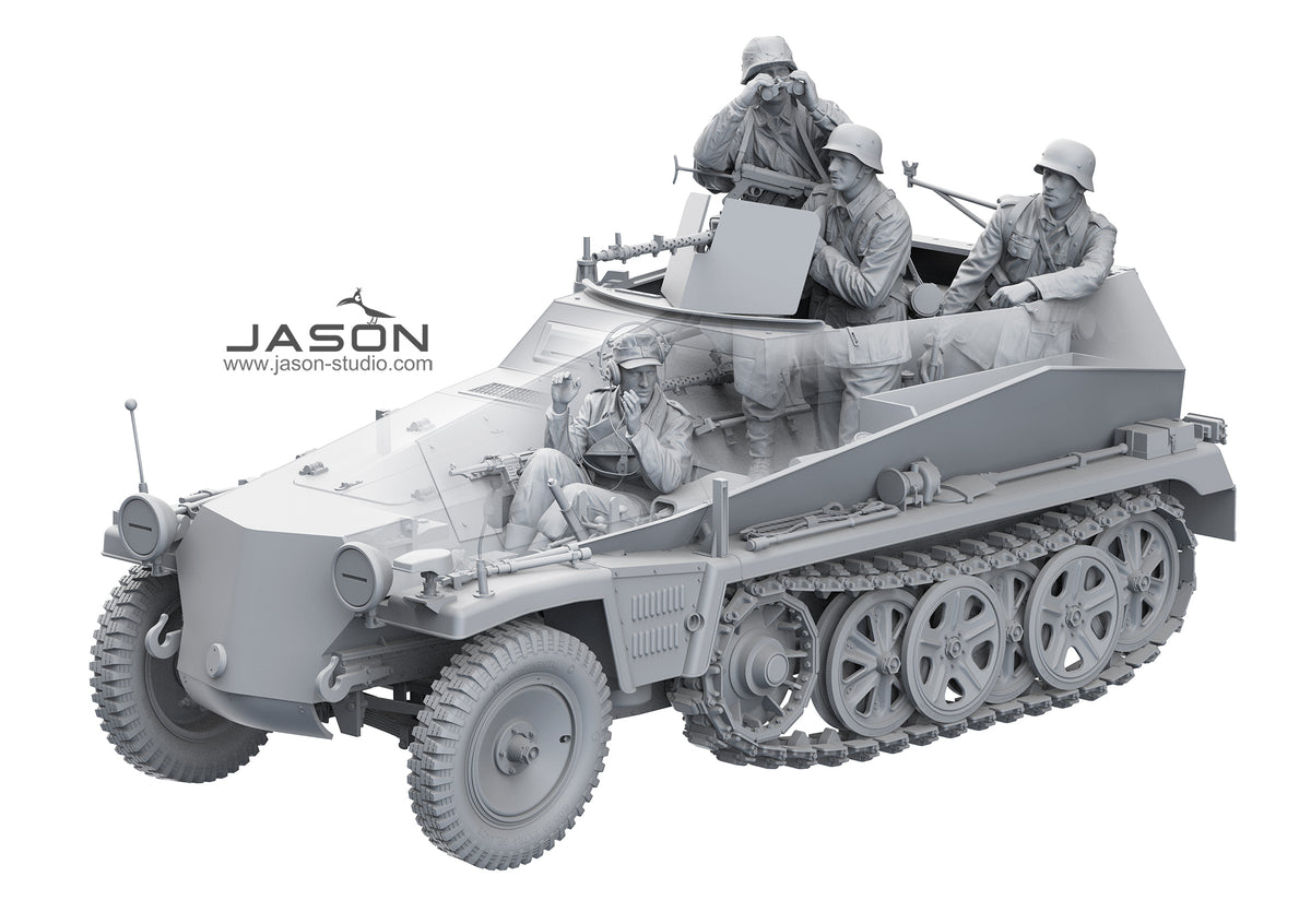1/16 German Sd.Kfz. 250/1 Ausf.A Halftrack Crew. Resin - Hobby Sense