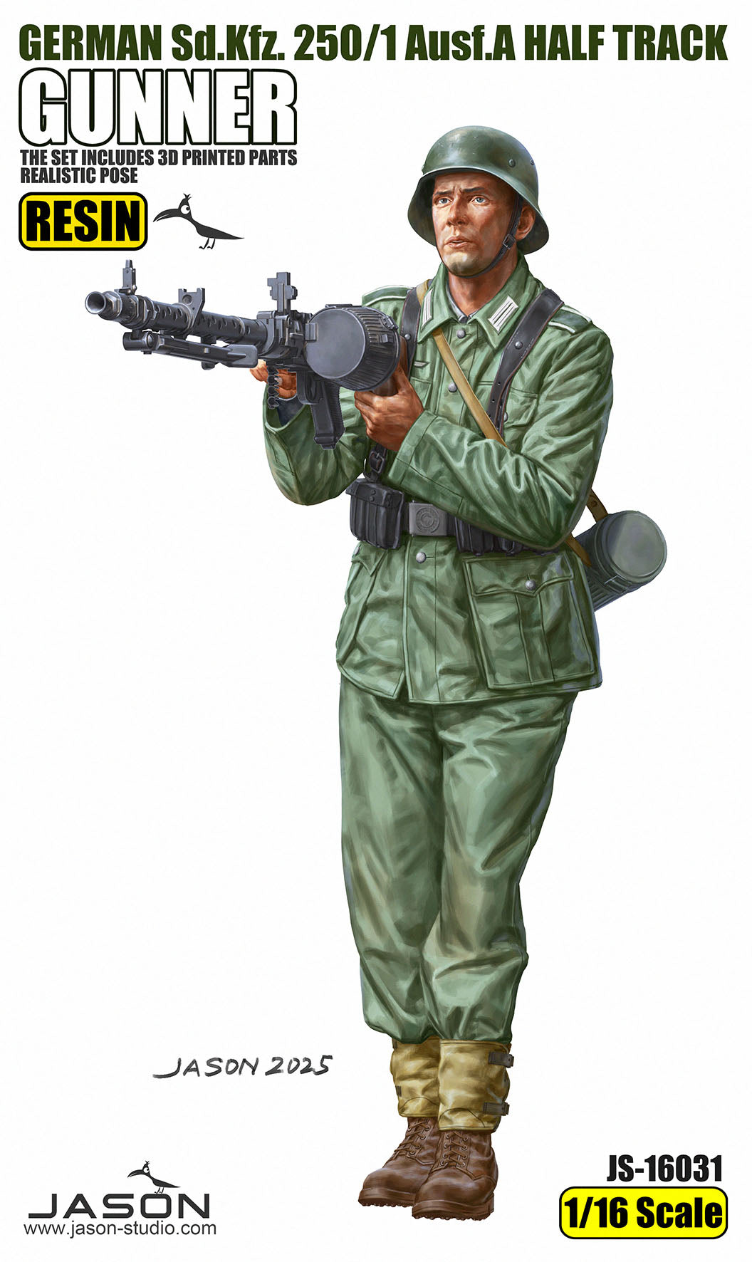 1/16 German Sd.Kfz. 250/1 Ausf.A Half Track Gunner, Resin - Hobby Sense