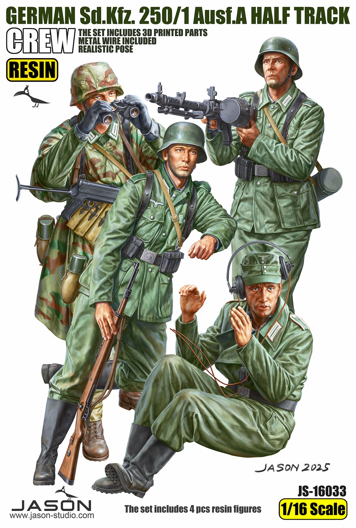1/16 German Sd.Kfz. 250/1 Ausf.A Halftrack Crew. Resin - Hobby Sense