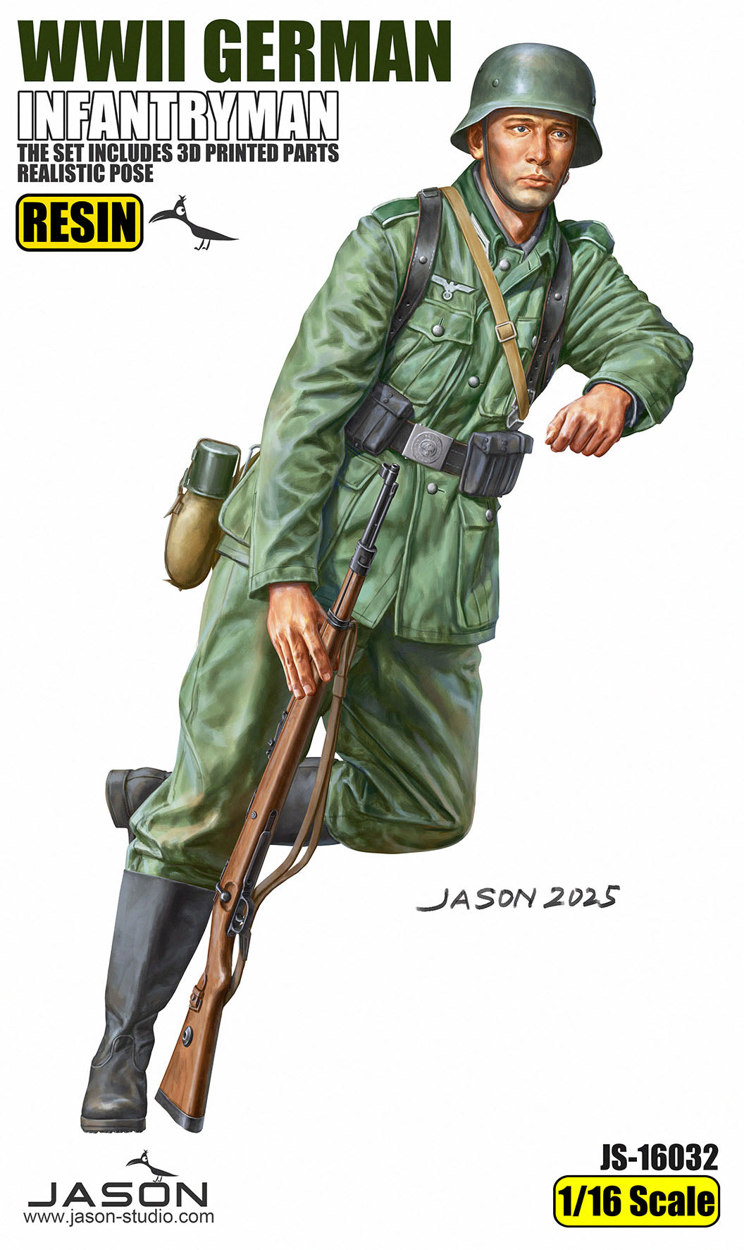 1/16 WWII German Infantryman. Resin - Hobby Sense