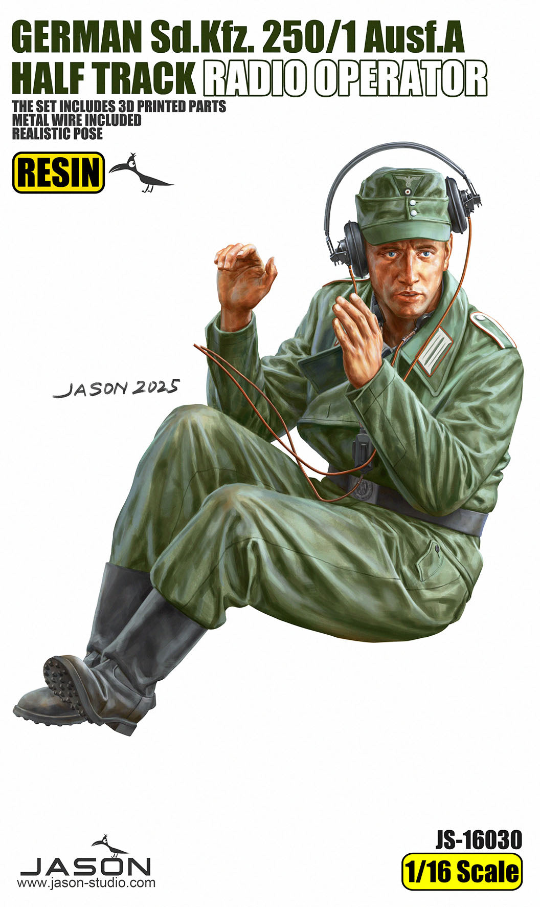 1/16 German Sd.Kfz. 250/1 Ausf.A Half Track Radio Operator, Resin - Hobby Sense