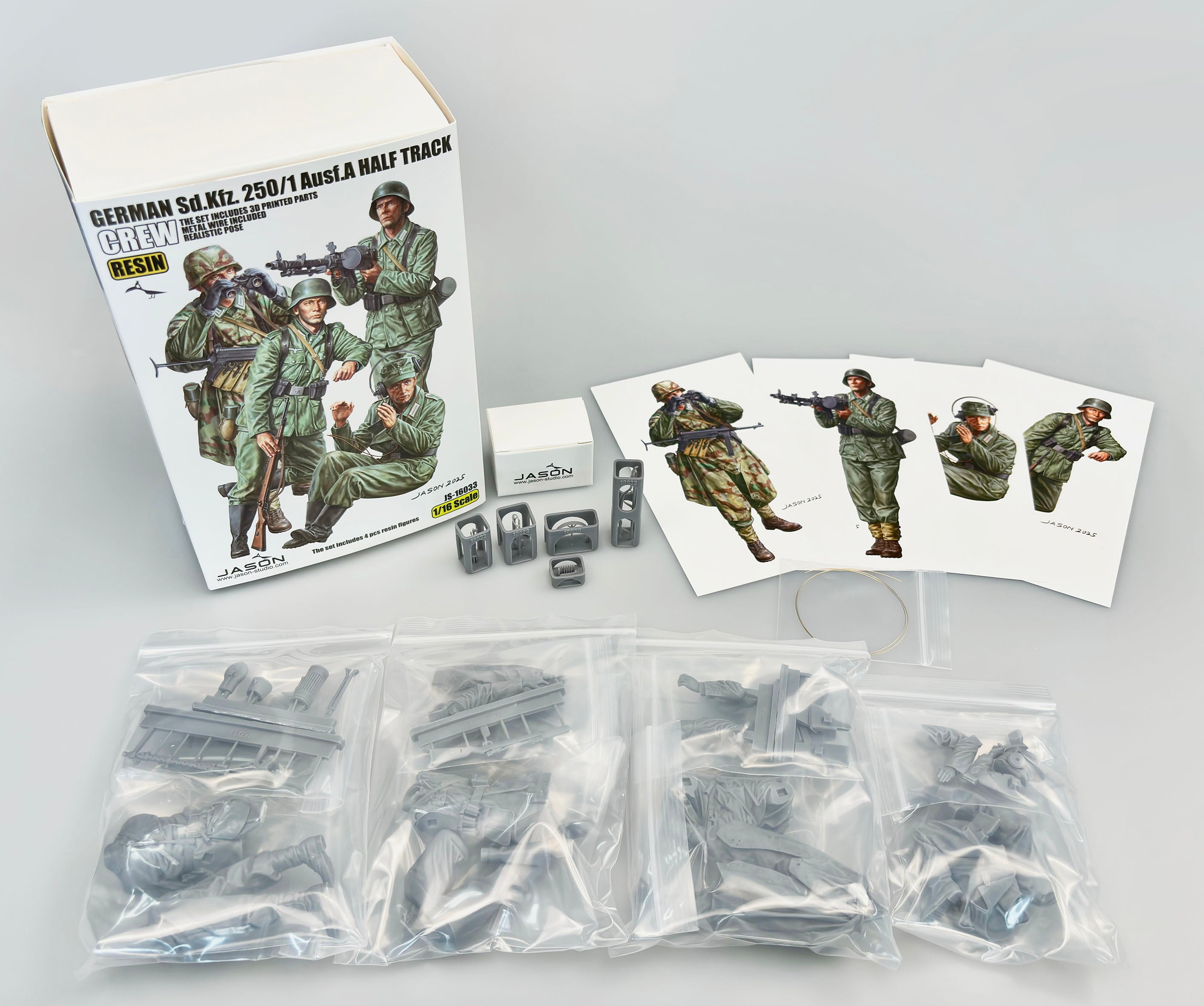 1/16 German Sd.Kfz. 250/1 Ausf.A Halftrack Crew. Resin - Hobby Sense