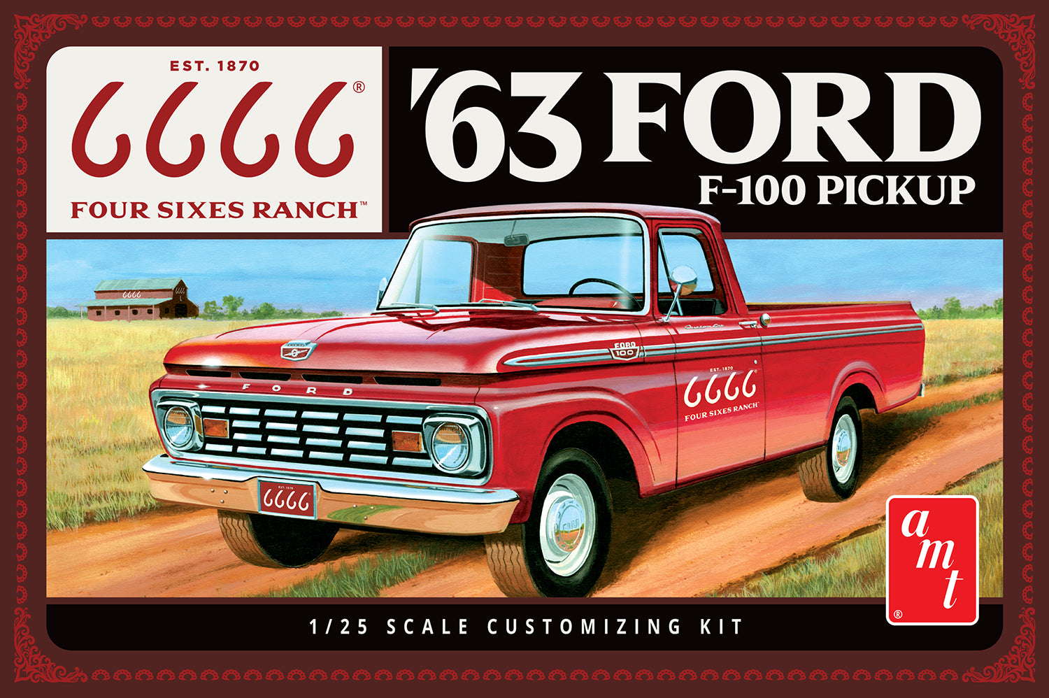AMT 1/25 Four Sixes Ranch 1963 Ford F100 Pickup Truck - Hobby Sense