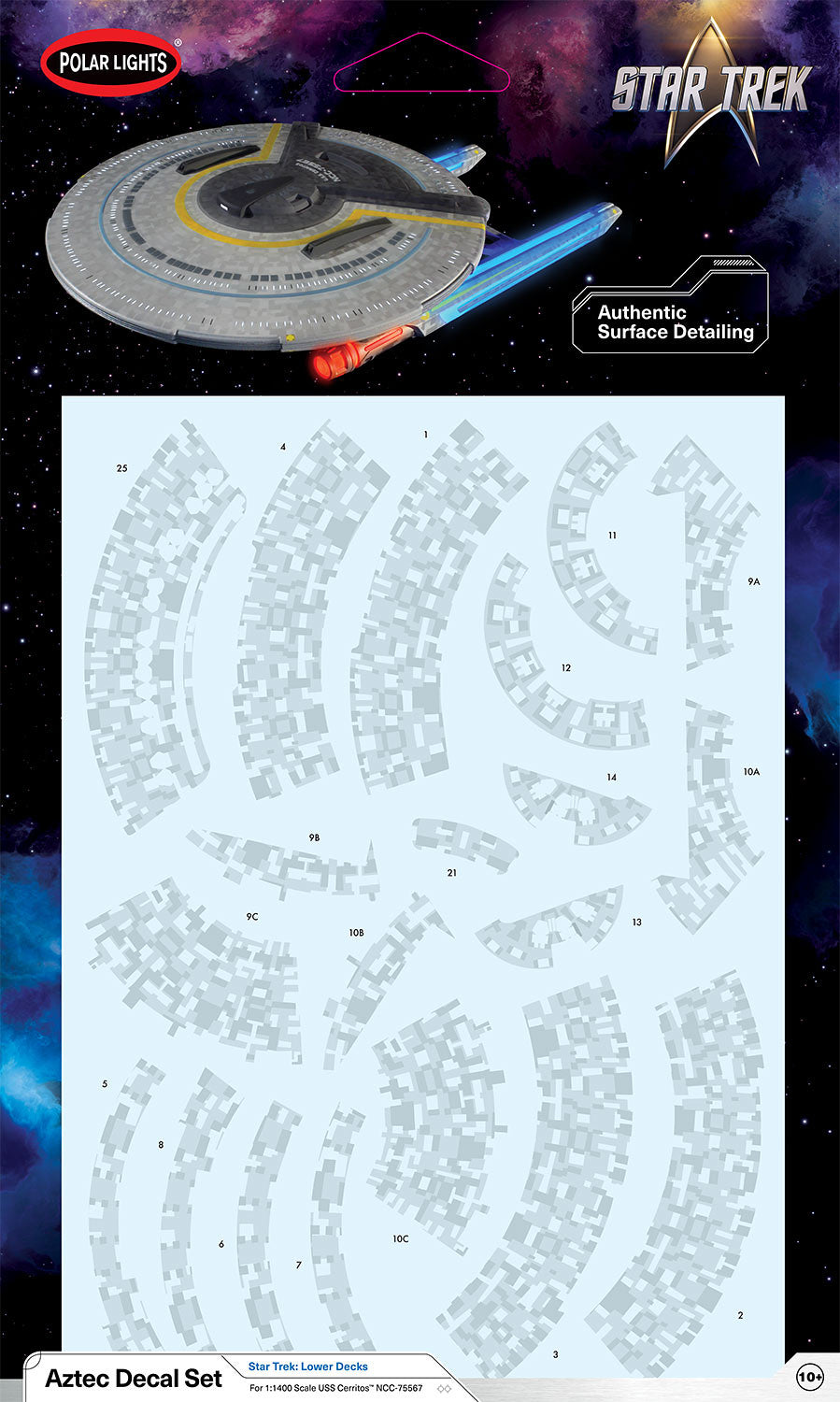 1/1400 Star Trek Lower Decks Series USS Cerritos NCC75567 Aztec Decal Set - Hobby Sense