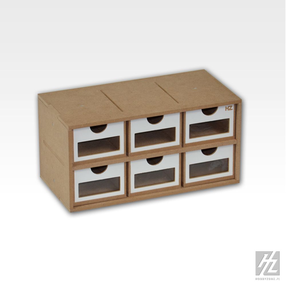 HobbyZone Modular Workshop System Six-Drawer Storage Module with Transparent Acrylic Windows - Hobby Sense