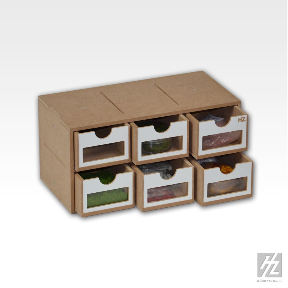 HobbyZone Modular Workshop System Six-Drawer Storage Module with Transparent Acrylic Windows - Hobby Sense