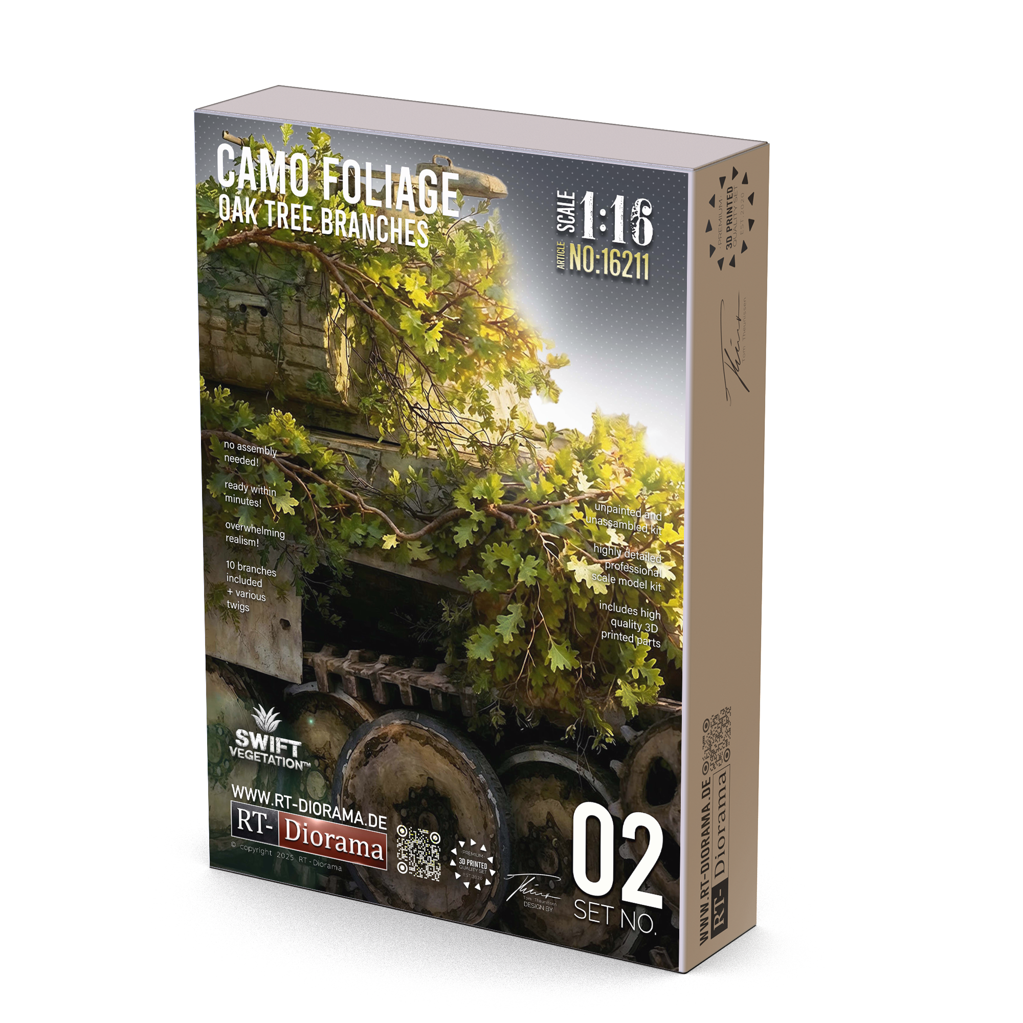 RT Diorama 1/16 Oak Tree Branches Camo Foliage - Hobby Sense