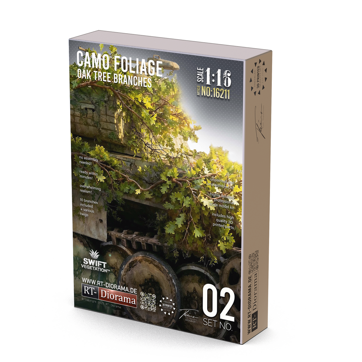 RT Diorama 1/16 Oak Tree Branches Camo Foliage - Hobby Sense