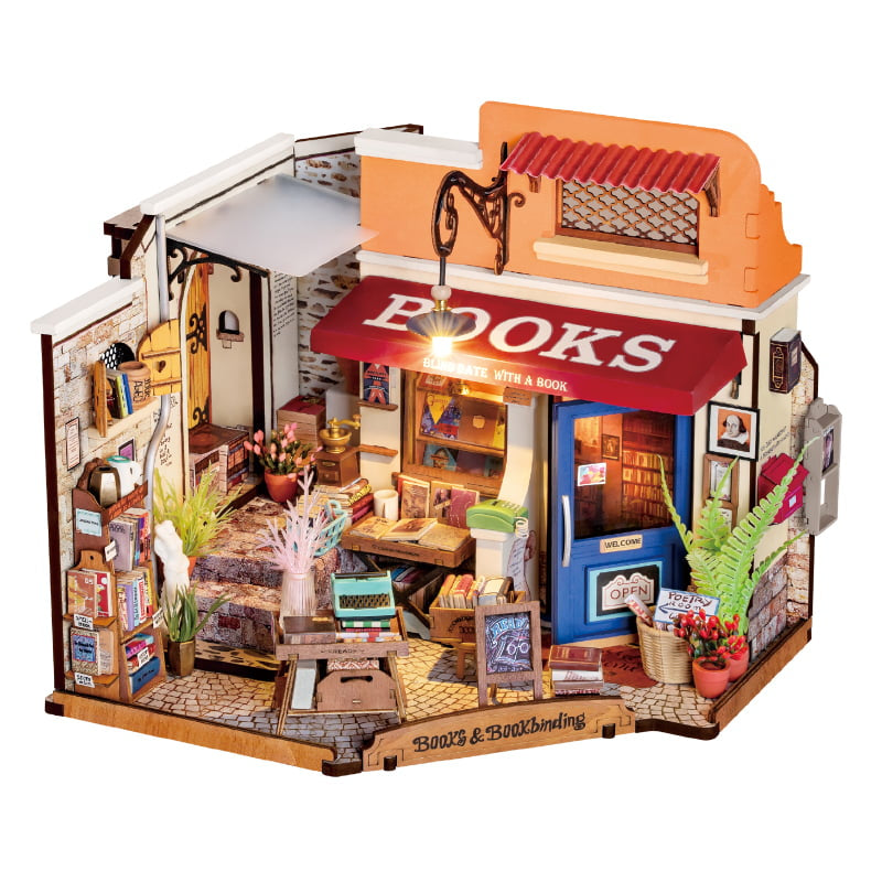 Corner Bookstore DIY Miniature House - Hobby Sense