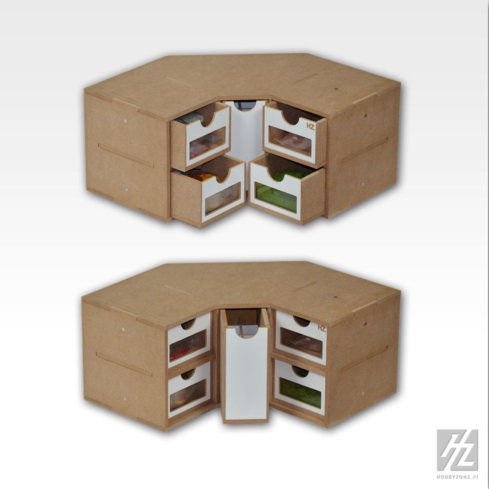 HobbyZone Modular Workshop System Corner Five-Drawer Storage Module with Transparent Acrylic Windows - Hobby Sense